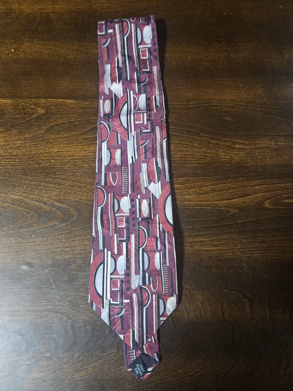 Gianfranco Ruffini Men's Burgundy Geometric Silk Tie